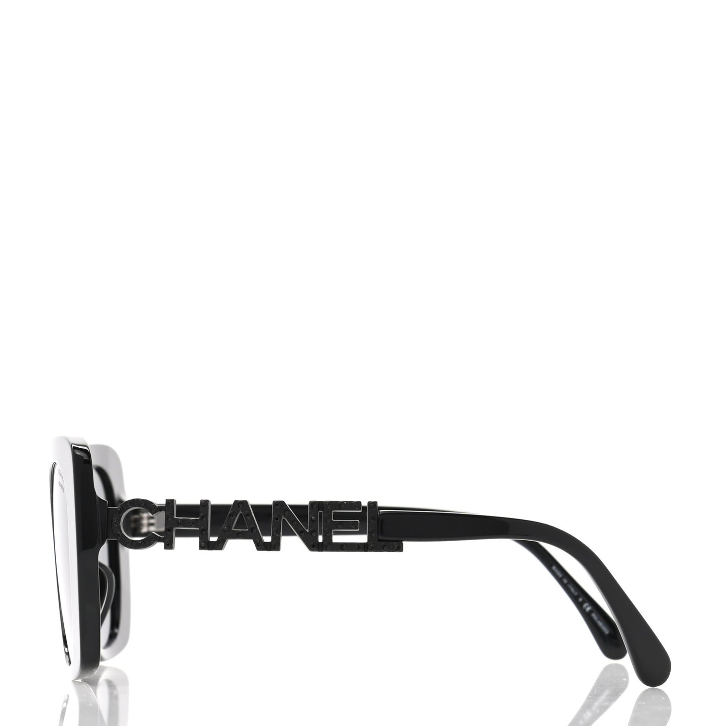 Acetate Strass Polarized Square Sunglasses 5422-B Black