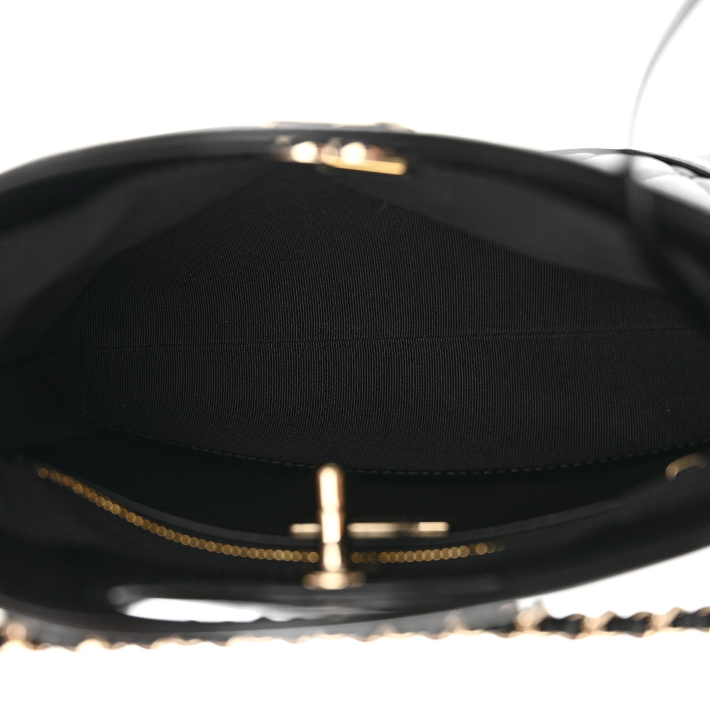 Shiny Lambskin Quilted Mini 31 Shopping Bag Black