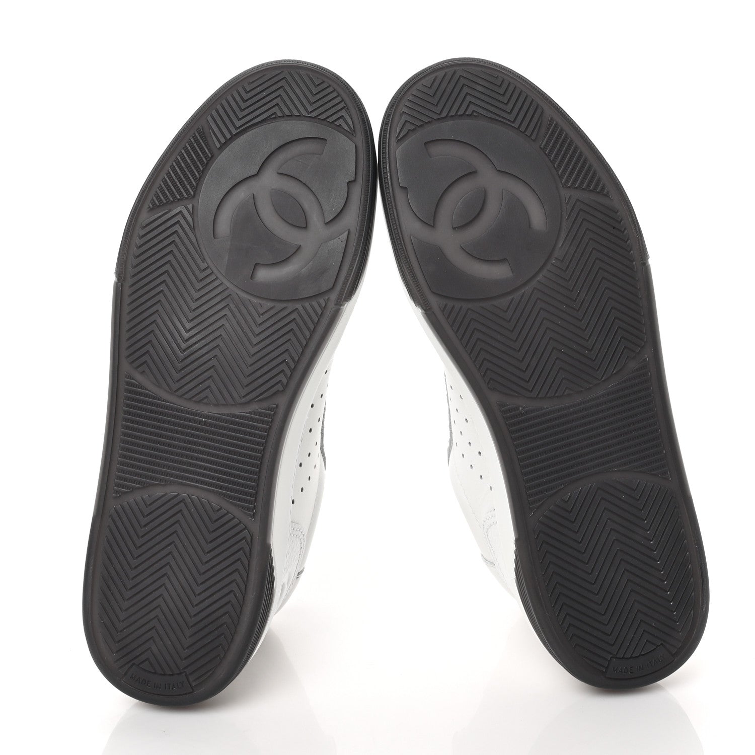 Chanel Grained Calfskin Fabric Womens Logo Sneakers 39 White Black 5 of 8