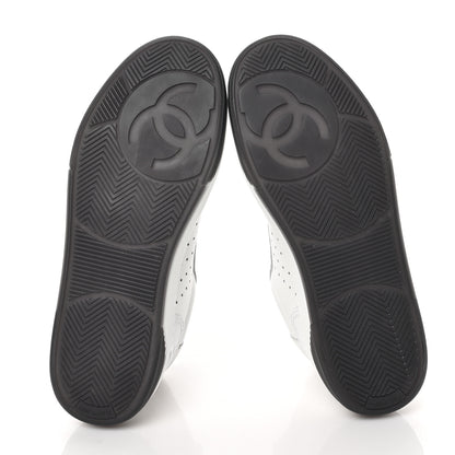 Chanel Grained Calfskin Fabric Womens Logo Sneakers 39 White Black 5 of 8