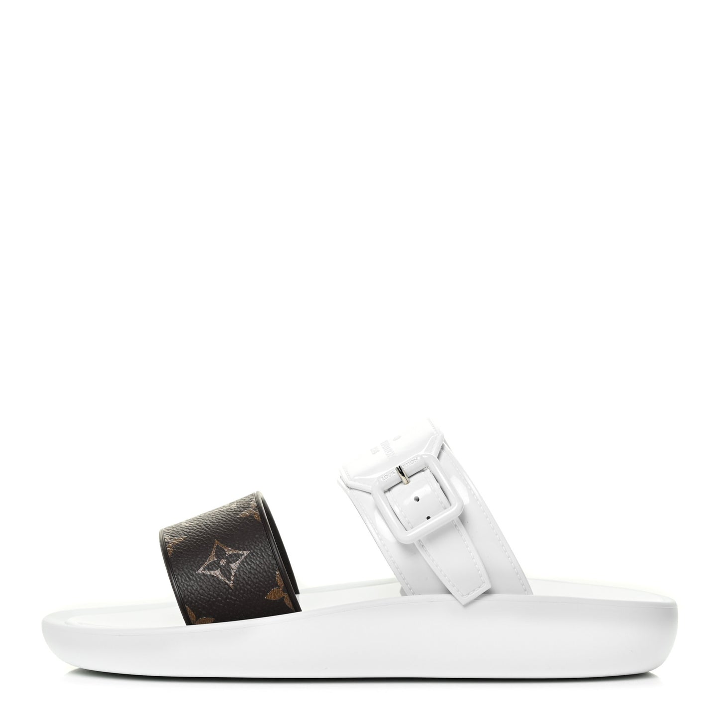 Monogram Sunbath Flat Mule Sandals 39 White