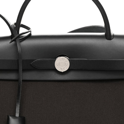 Hermes Military Toile Vache Hunter Herbag Zip Retourne 31 PM Ebene Black 6 of 12