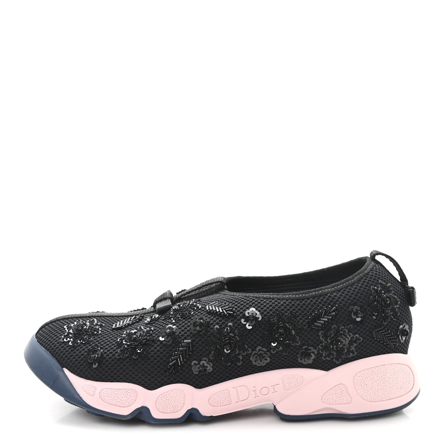 Technical Canvas Embellished Dior Fusion Sneakers 38.5 Black Pink Blue