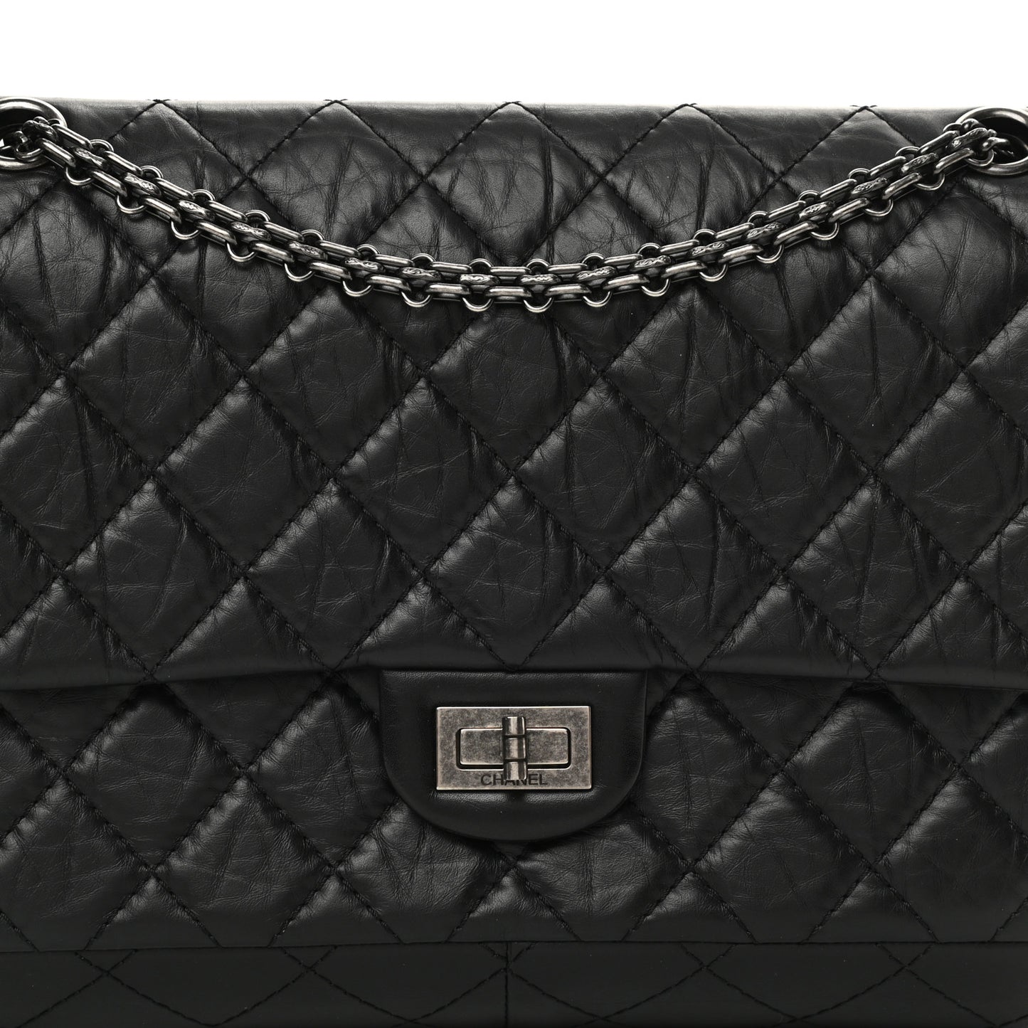 Aged Calfskin Quilted 2.55 Reissue 226 Flap Black