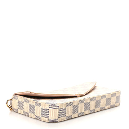Louis Vuitton Damier Azur Pochette Felicie Chain Wallet Rose Ballerine 5 of 12
