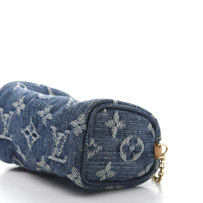 Louis Vuitton Monogram Denim Pochette Speedy PM Key Holder Blue 8 of 9