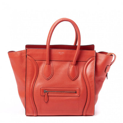 Celine Drummed Calfskin Mini Luggage Vermillion 1 of 8