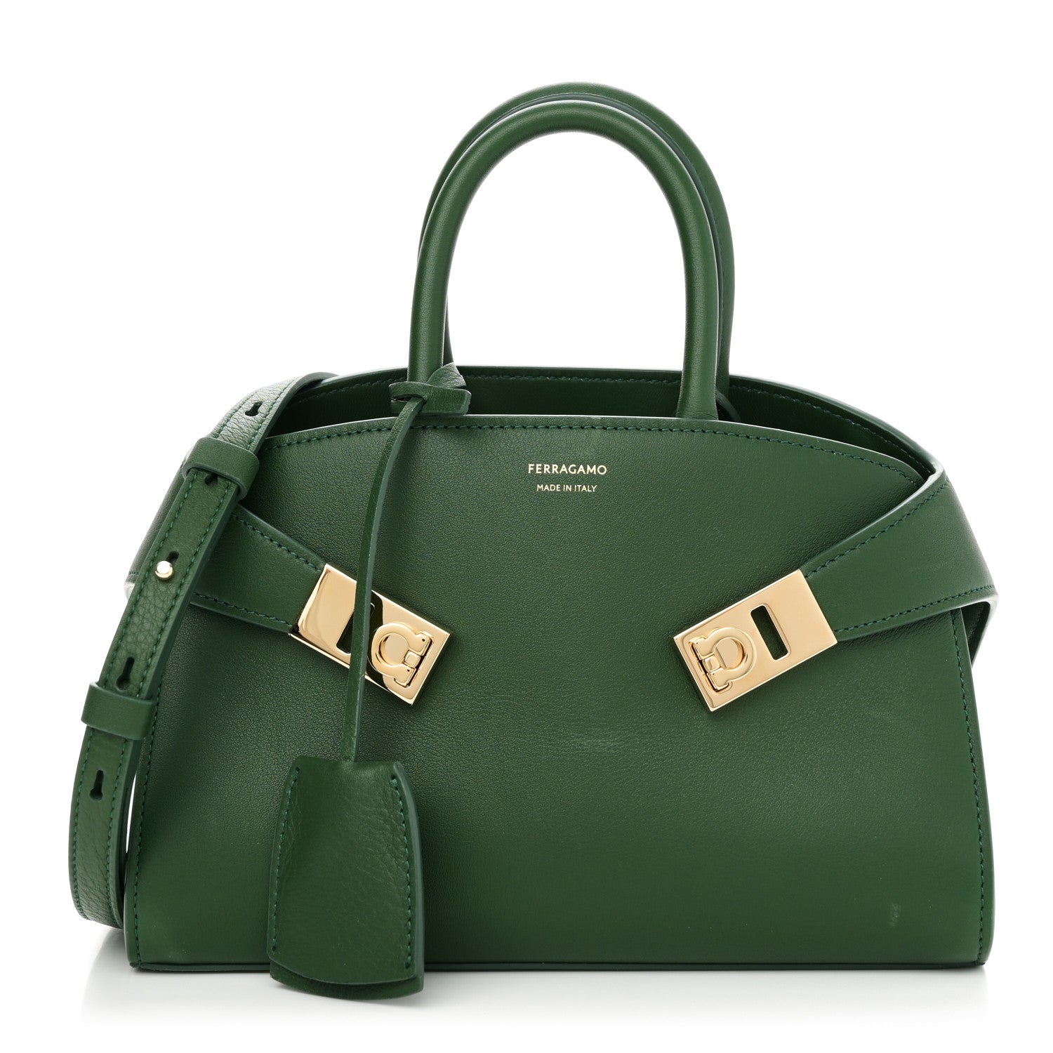 Salvatore Ferragamo Calfskin Mini Hug Bag Forest Green 1 of 9