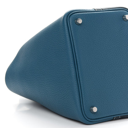 Hermes Taurillon Clemence Casaque Picotin Lock 18 PM Vert Bosphore Vert Cypress 8 of 9