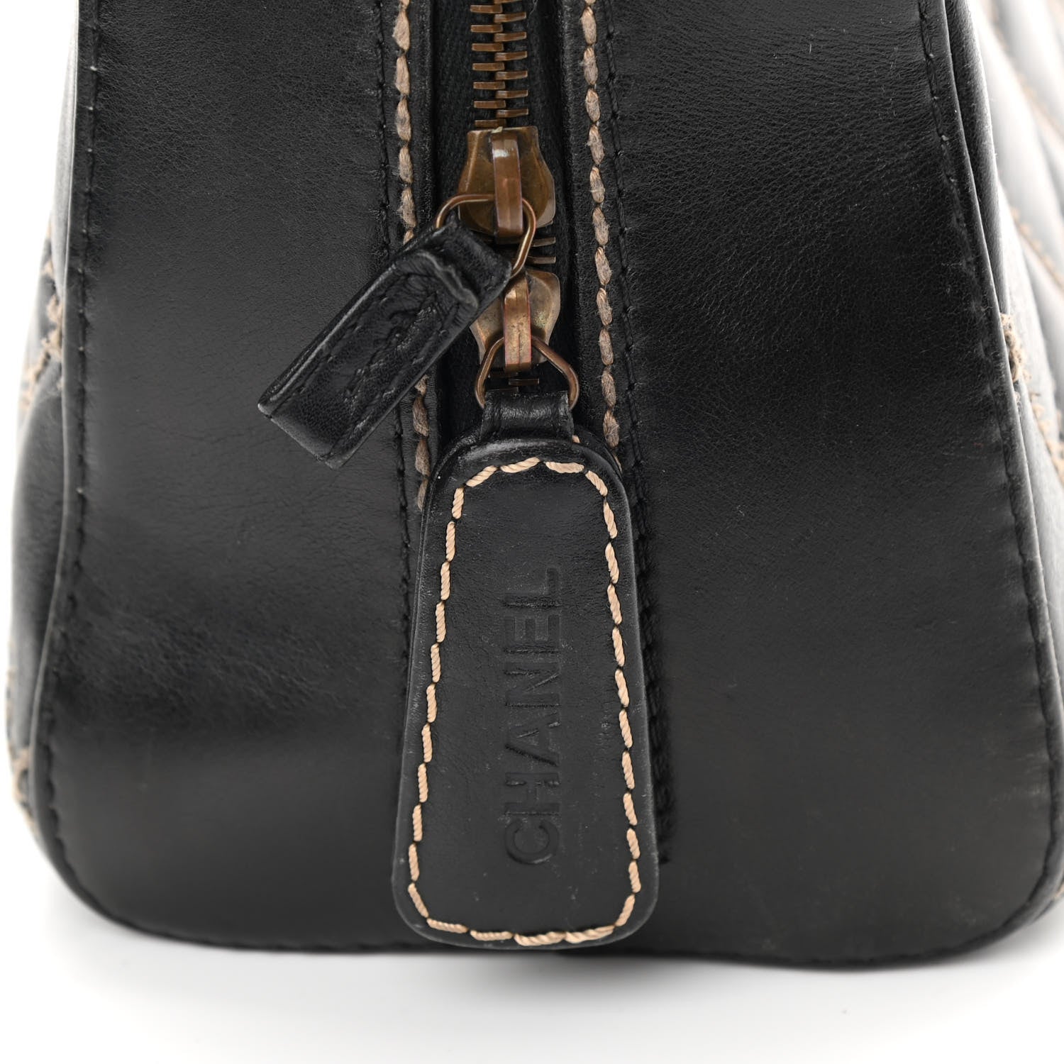 Chanel Calfskin Contrast Stitch Surpique Bowler Dark Brown 15 of 17