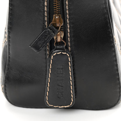 Chanel Calfskin Contrast Stitch Surpique Bowler Dark Brown 15 of 17
