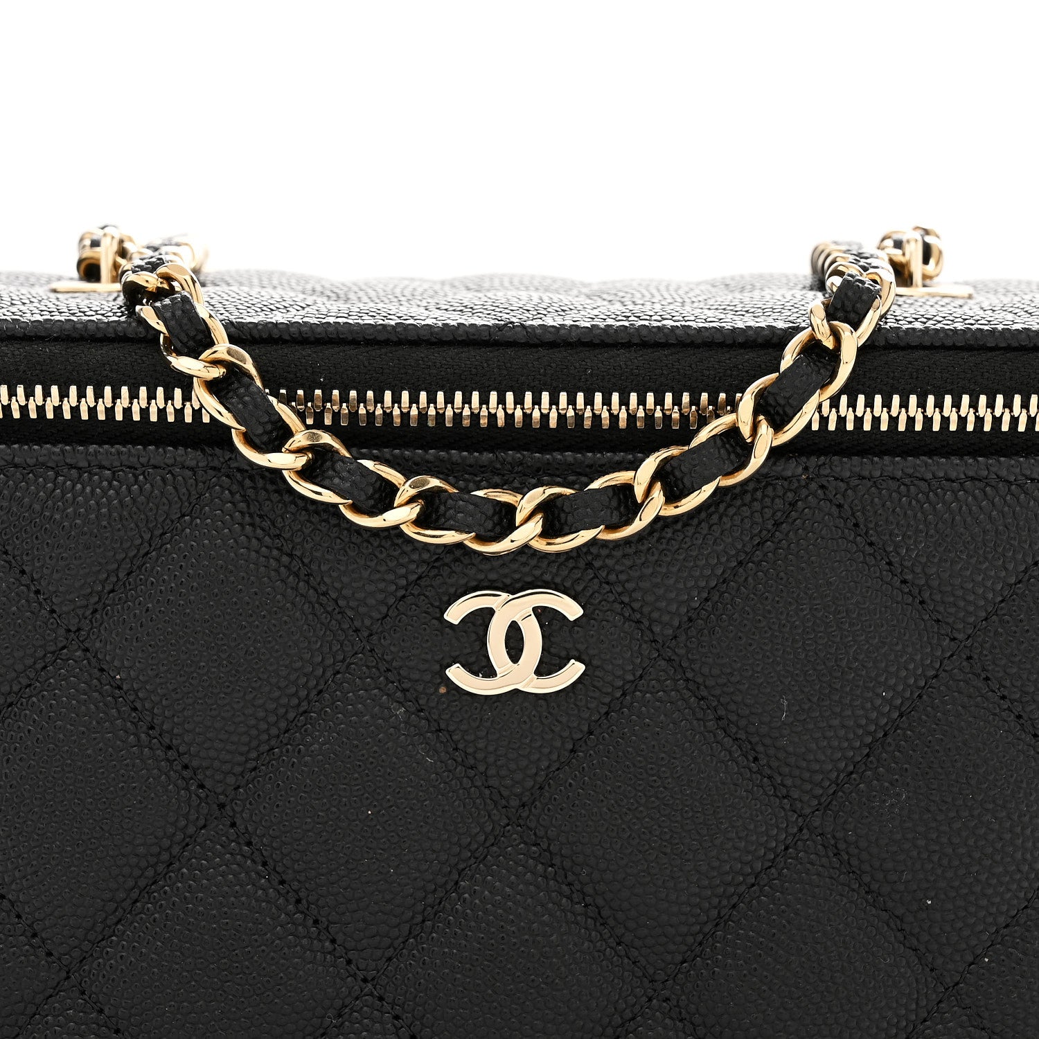 Chanel Caviar Quilted Small Tiny CC Vanity Case With Chain Black 8 of 11