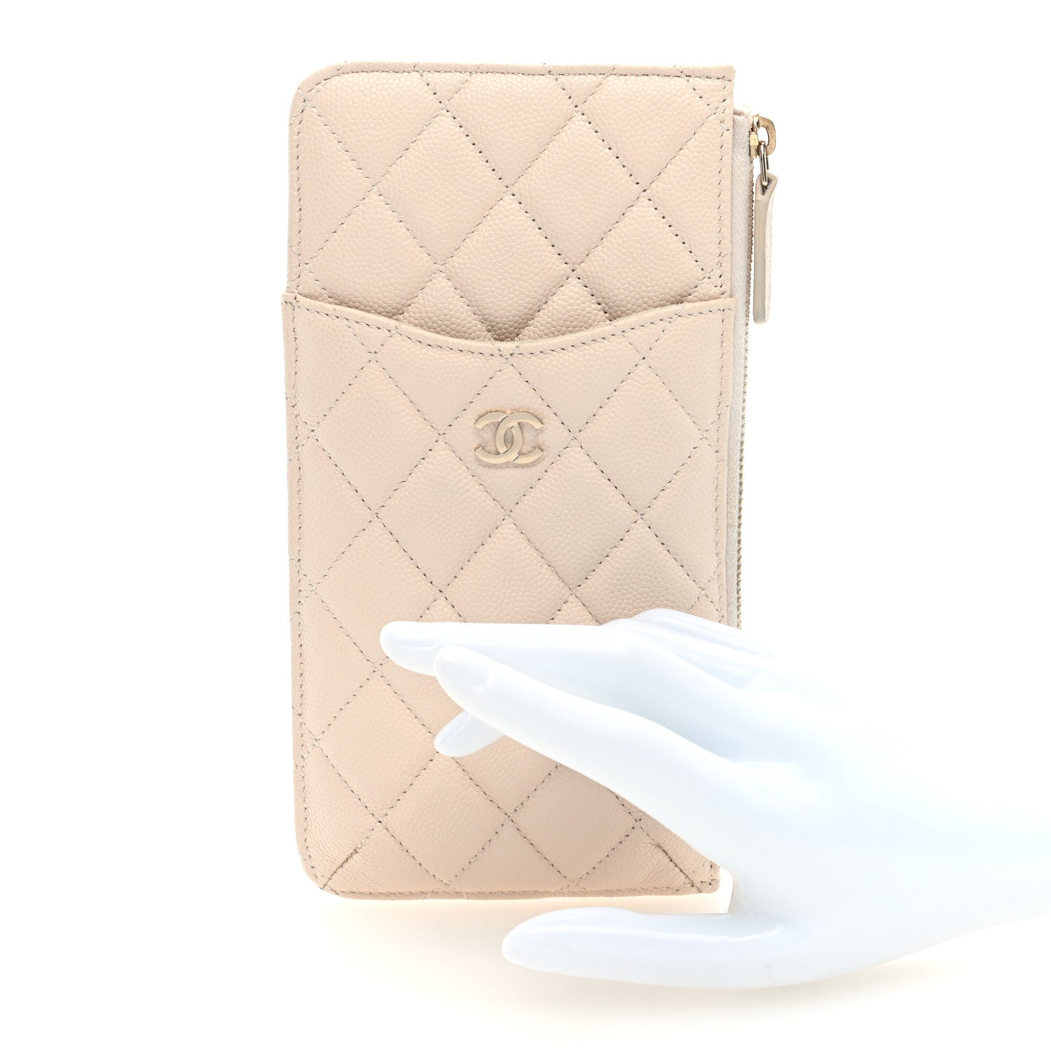 Chanel Caviar Quilted Classic iPhone Pouch Light Beige 2 of 7