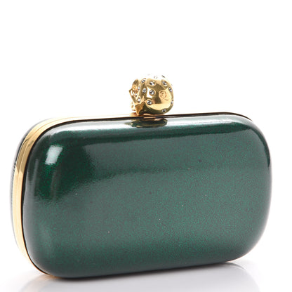 Alexander McQueen Patent Crystal Skull Box Clutch Green 3 of 8