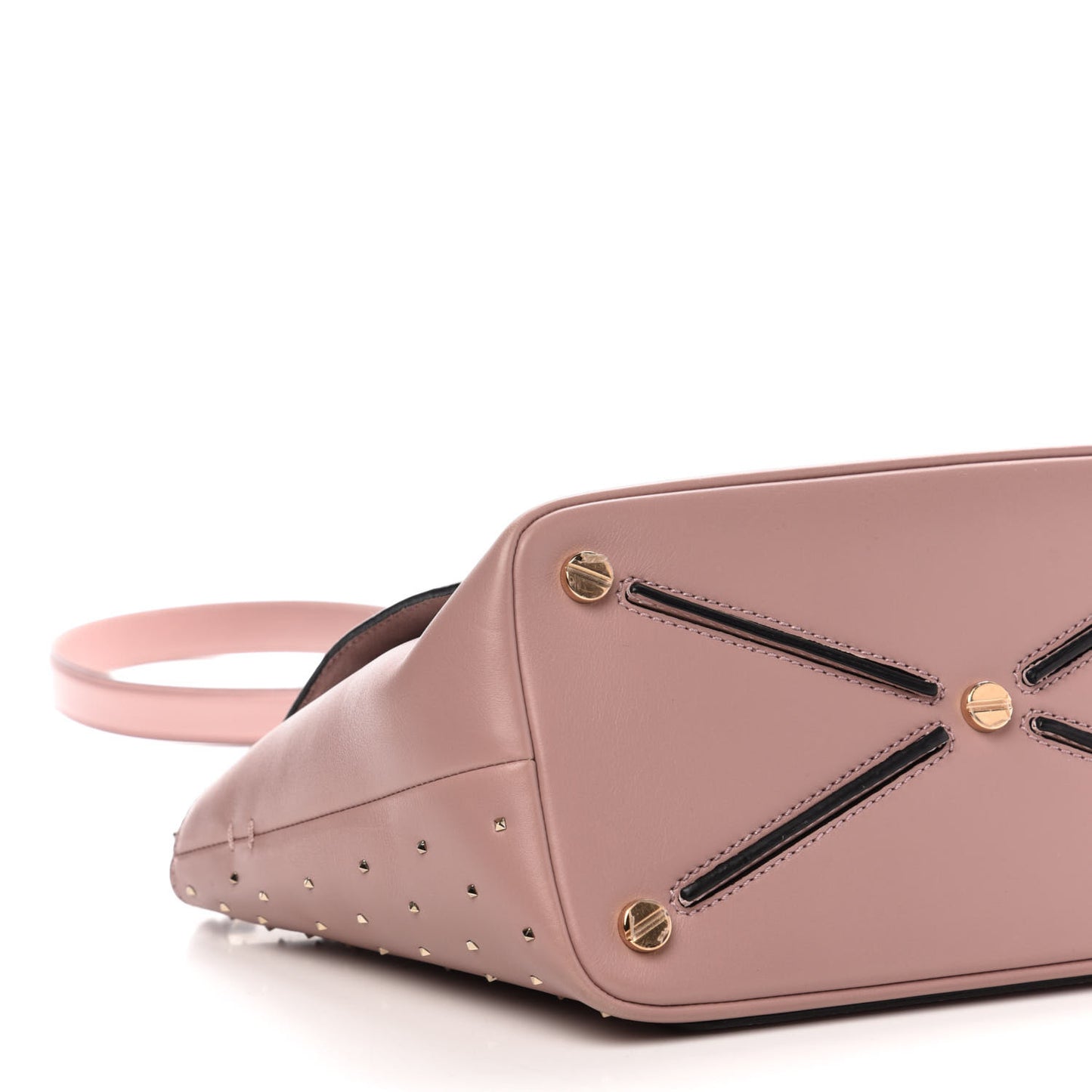 Calfskin Small Rockstud All Over Demilune Double Handle Satchel Lipstick