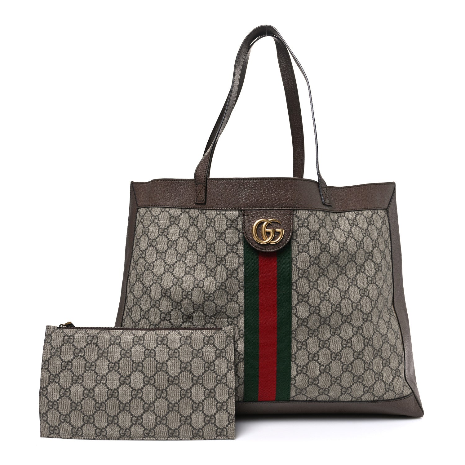 Gucci GG Supreme Monogram Web Ophidia Tote Brown 3 of 12