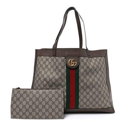 Gucci GG Supreme Monogram Web Ophidia Tote Brown 3 of 12