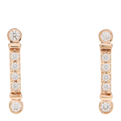 Tiffany 18K Rose Gold Diamond Fleur de Lis Key Bar Earrings 1 of 5