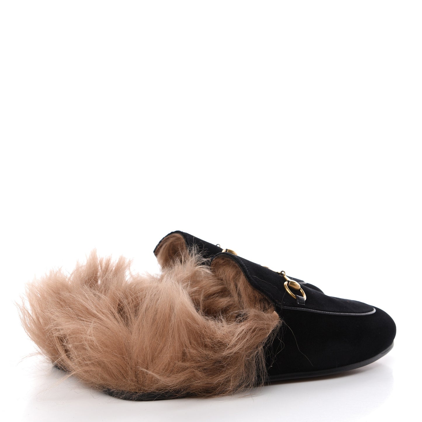 Velvet Fur Womens Princetown Slippers 36.5 Black