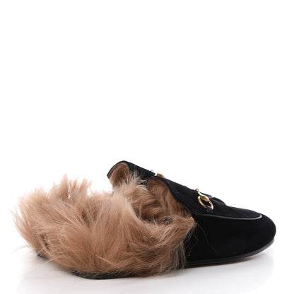 Gucci Velvet Fur Womens Princetown Slippers 36.5 Black 4 of 11