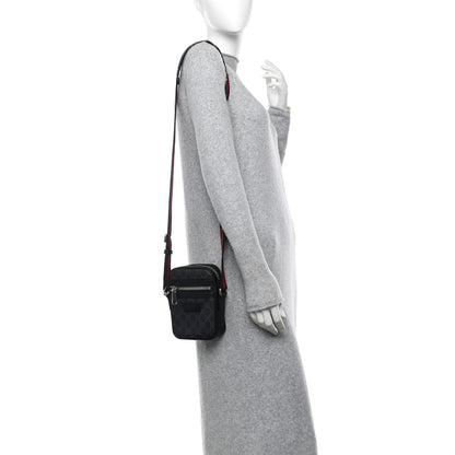 Gucci GG Supreme Monogram Appia Calfskin Web Small Camera Messenger Bag Black Grey 2 of 11