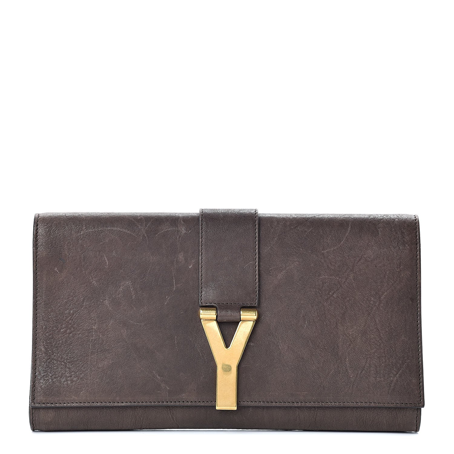 Saint Laurent Sheepskin Classic Y Ligne Clutch Brown 1 of 13
