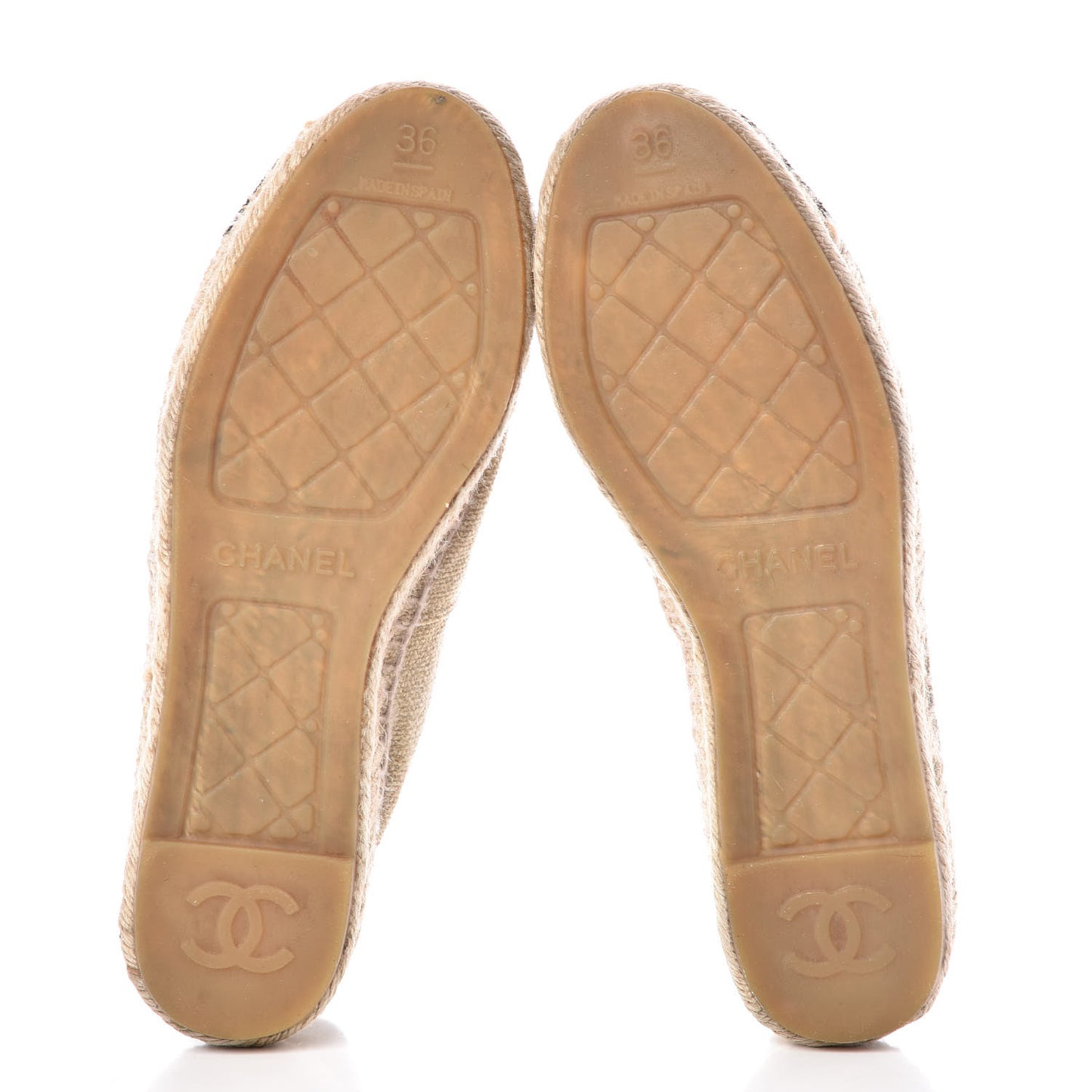 Linen Sequin CC Espadrilles 36 Beige Black