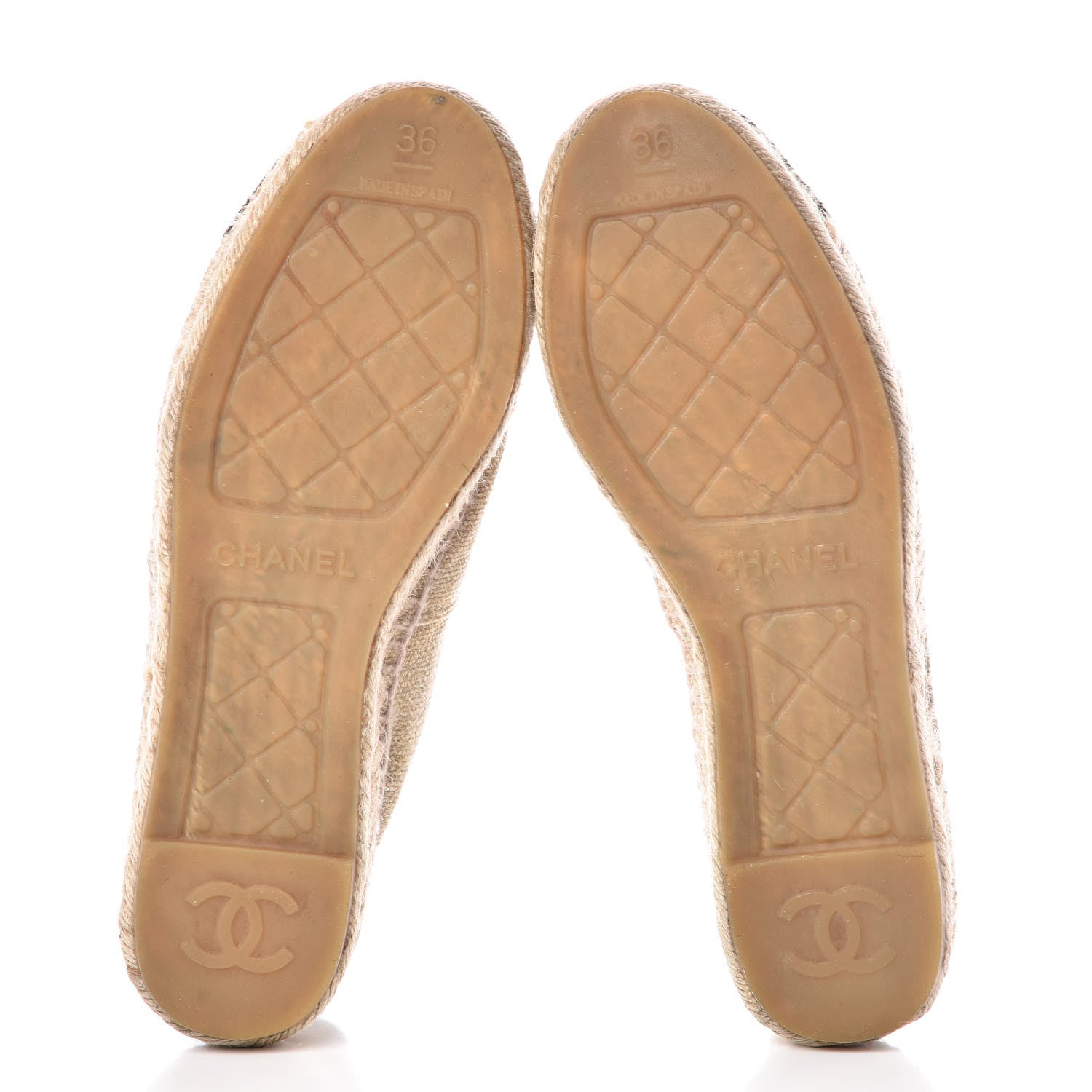 Chanel Linen Sequin CC Espadrilles 36 Beige Black 7 of 13