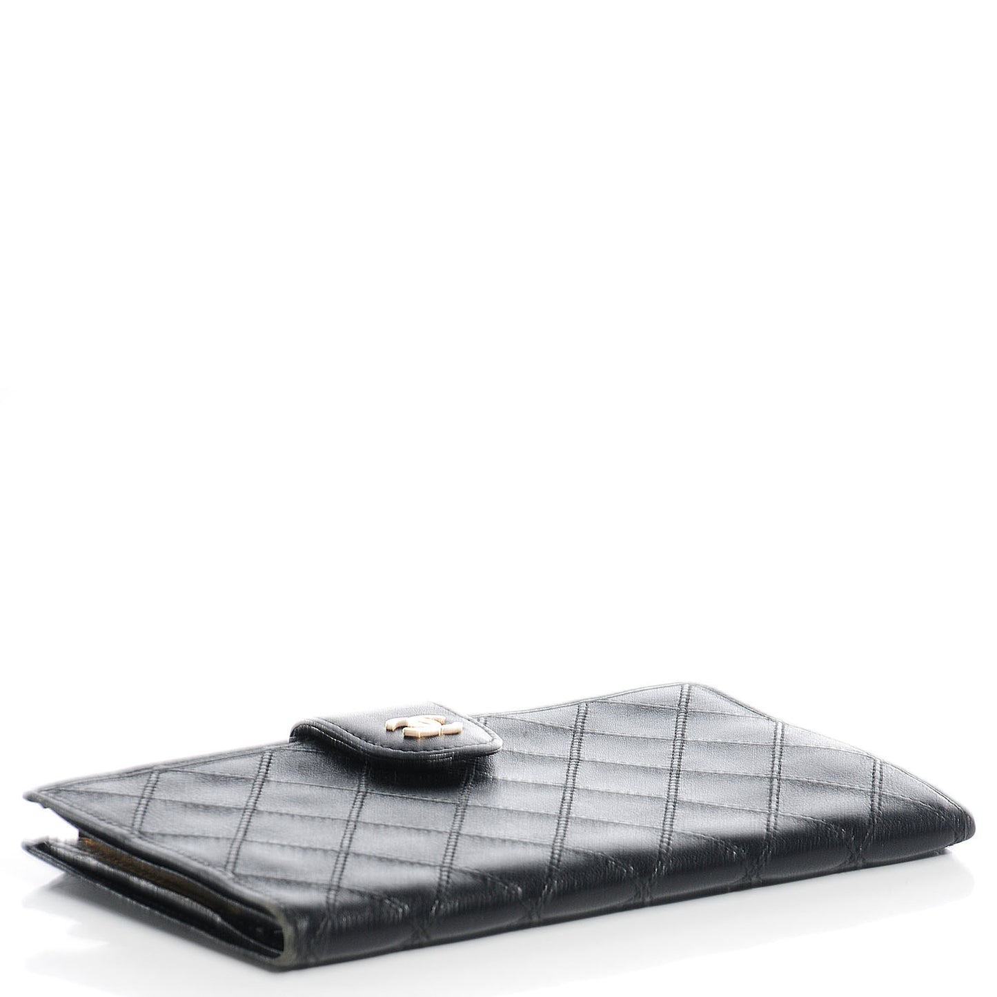 Lambskin Diamond Stitch French Wallet Black