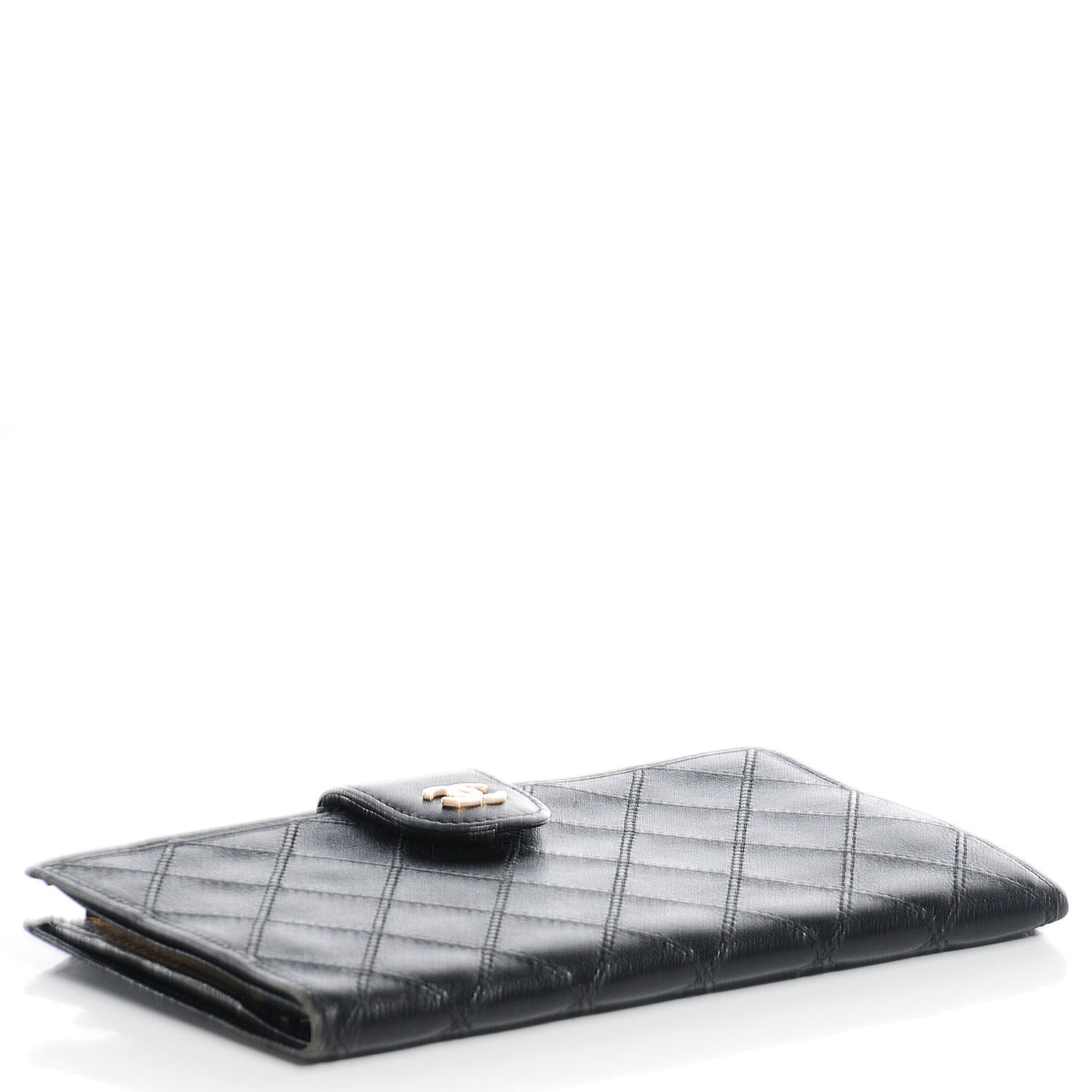 Chanel Lambskin Diamond Stitch French Wallet Black 4 of 7