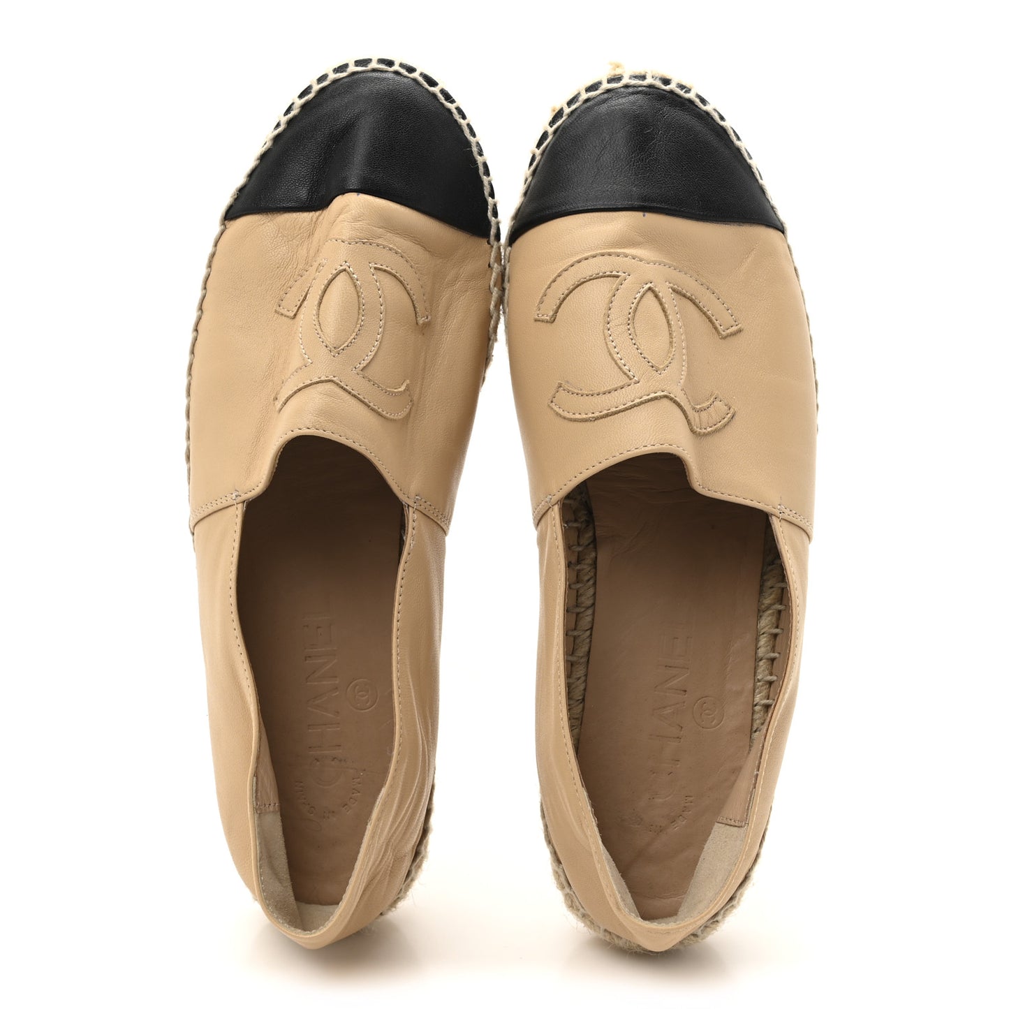 Lambskin CC Espadrilles 38 Beige Black