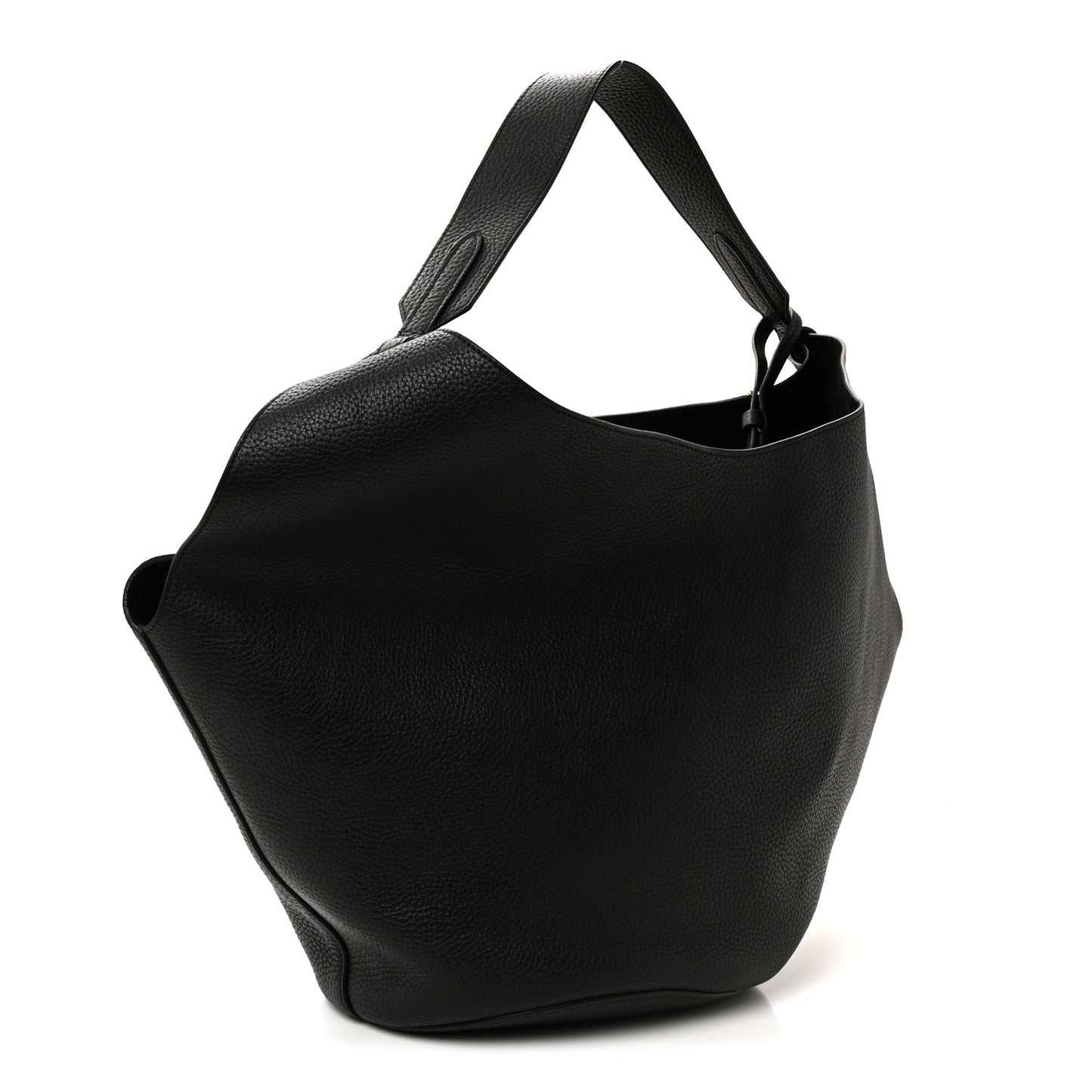 Pebbled Sport Calfskin Medium Lotus Tote Black