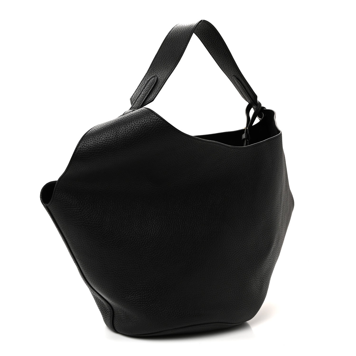 Khaite Pebbled Sport Calfskin Medium Lotus Tote Black 4 of 10