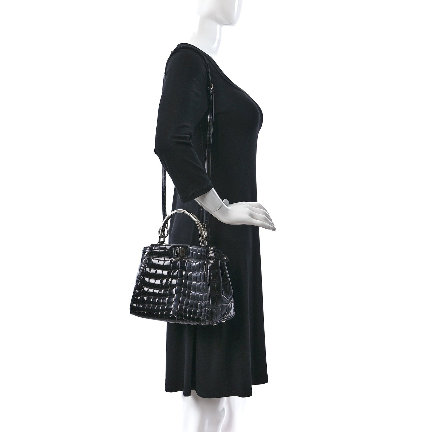Crocodile Mini Peekaboo Iconic Satchel Black
