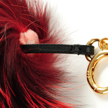 Fendi Rabbit Mink Fox Fur Hearty Monster Bag Bug Charm Red Pink 4 of 5