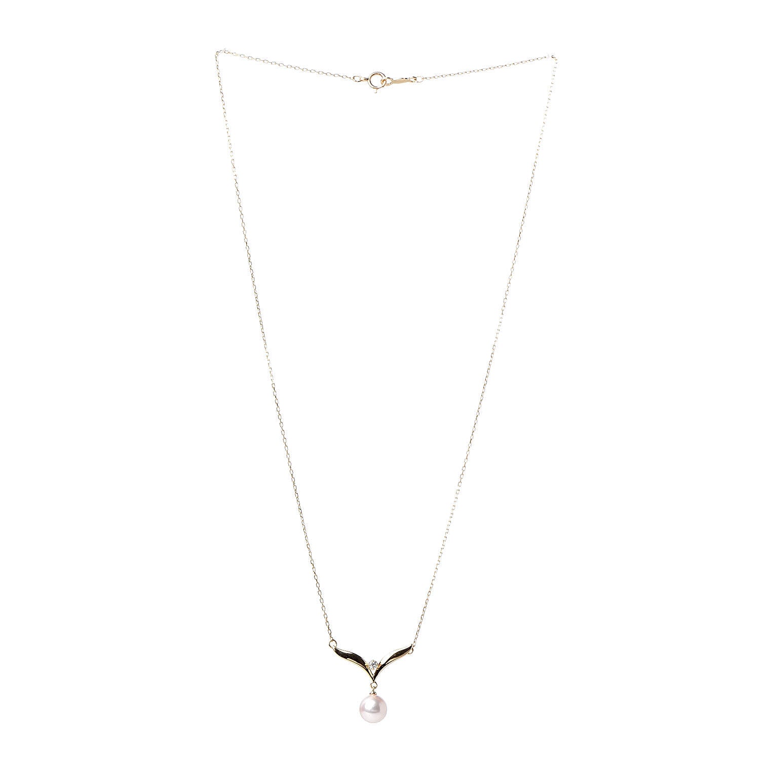 Mikimoto 18K Yellow Gold Diamond Akoya Pearl 7mm Pendant Necklace 3 of 6