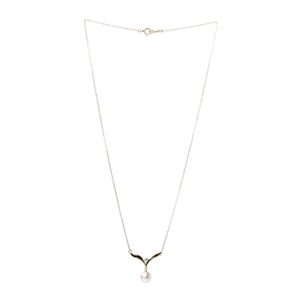 Mikimoto 18K Yellow Gold Diamond Akoya Pearl 7mm Pendant Necklace 3 of 6