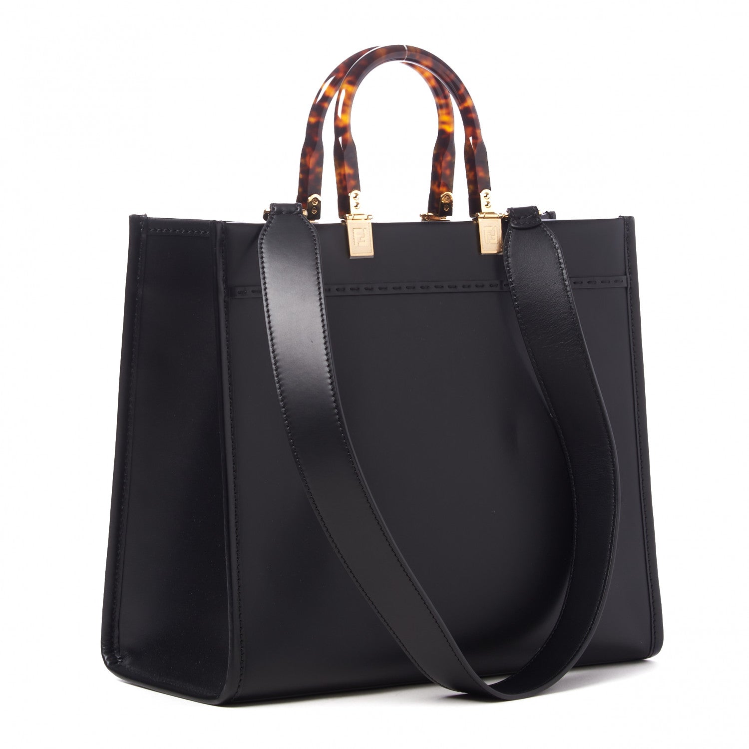Fendi Vitello King Plexiglass Medium Fendi Sunshine Shopper Tote Black 2 of 8