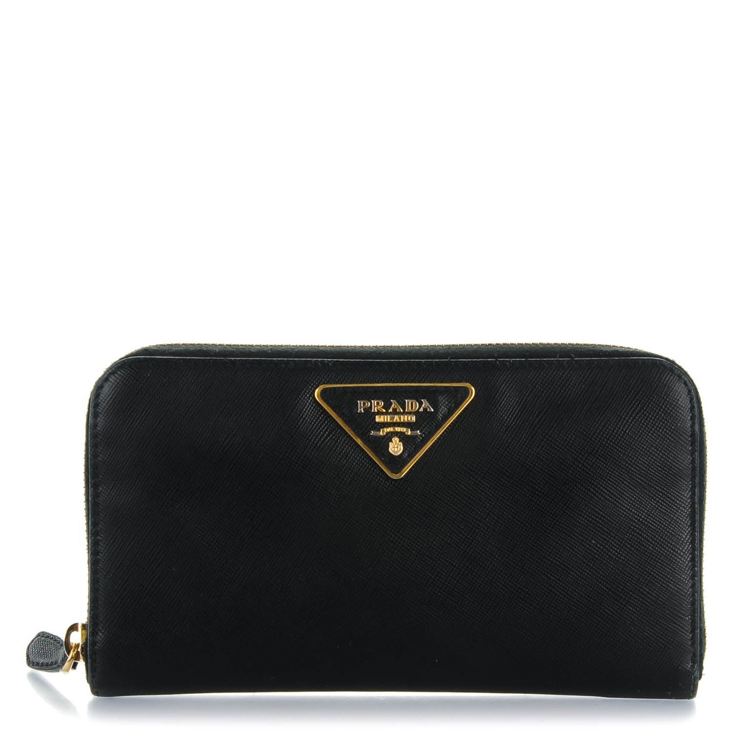 Saffiano Triangle Zip Around Wallet Nero Black