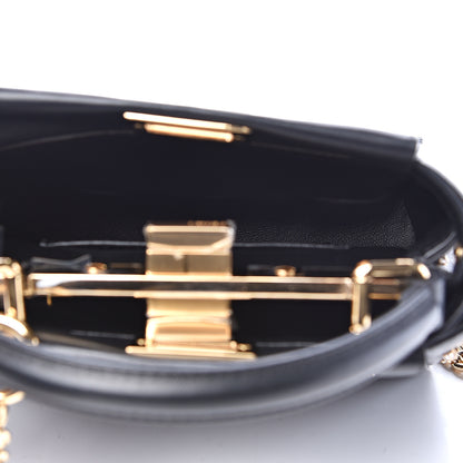 Fendi Nappa Crystal Star Embroidered XS Peekaboo Iconic Satchel Black 4 of 11