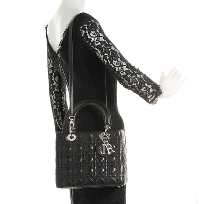 Christian Dior Lambskin Cannage Medium Lady Dior Black 2 of 7