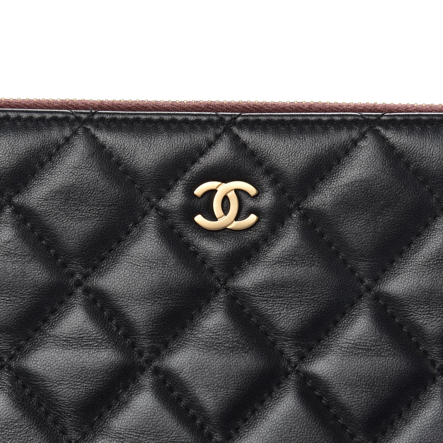 Lambskin Quilted Medium Cosmetic Case Black