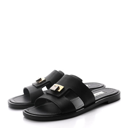 Balenciaga Calfskin Lock-Front Sandals 37.5 Black 3 of 9