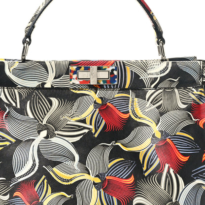 Fendi Calfskin Orchid Large Peekaboo Iconic Satchel Black Multicolor 7 of 9