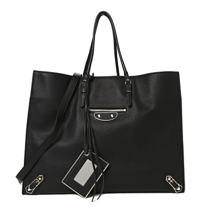 Balenciaga Grained Calfskin Silver Metallic Edge Hardware Papier A4 Tote Black 1 of 11