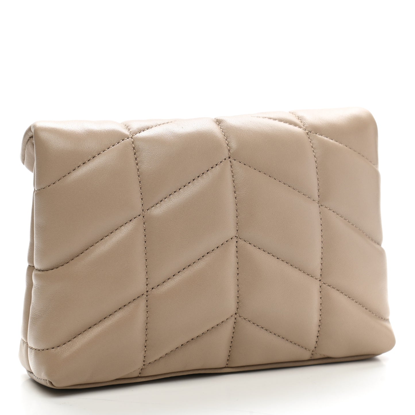 Lambskin Monogram Loulou Puffer Pouch Clutch Dark Beige