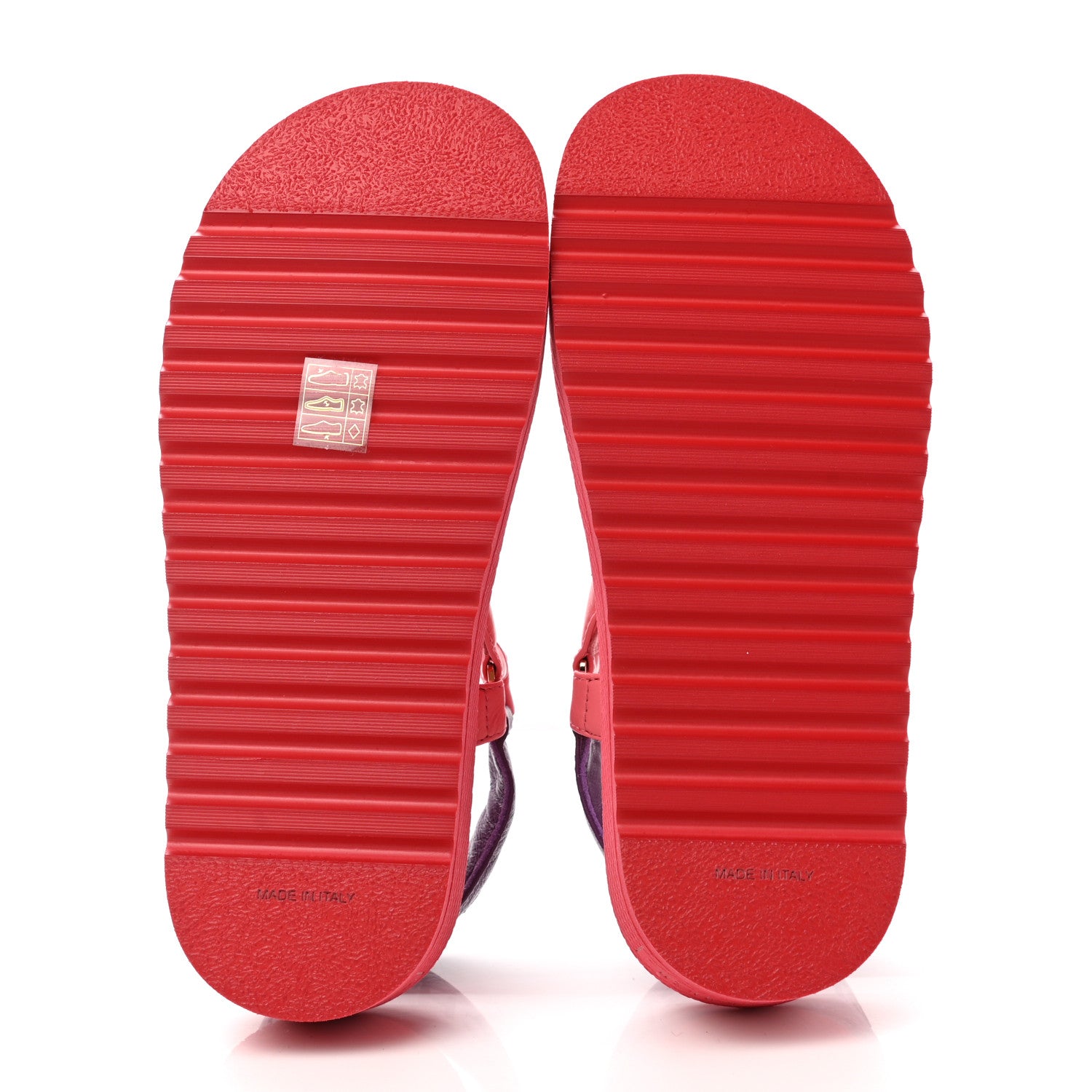 Chanel Lambskin Logo Platform Sandals 37 Red Purple Orange 5 of 10