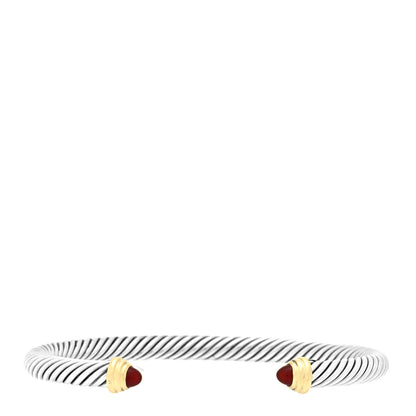 David Yurman Sterling Silver 14K Yellow Gold Carnelian 5mm Cable Classics Petite Color Bracelet 1 of 3