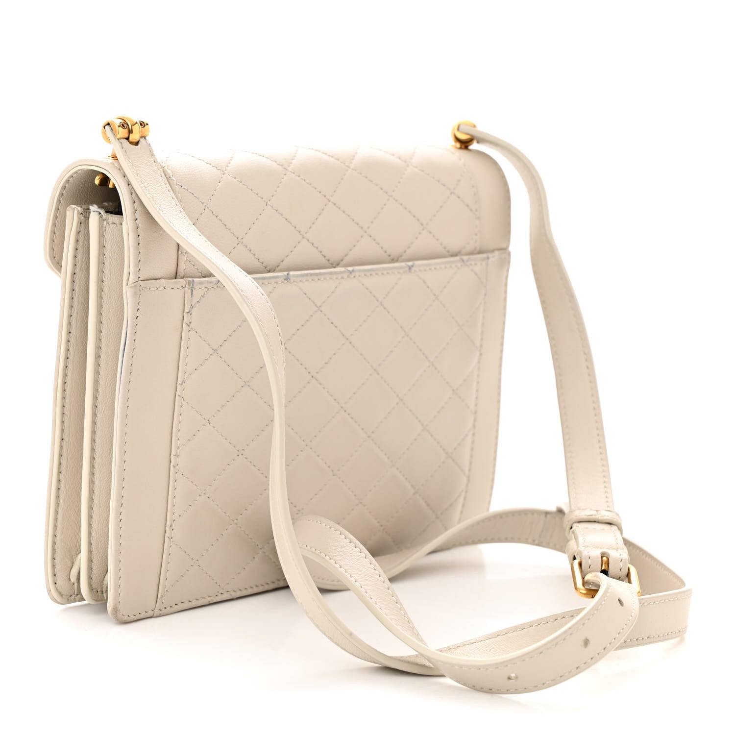 Saint Laurent Lambskin Quilted Mini Gaby Satchel Blanc Vintage 3 of 12