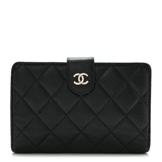 Caviar Quilted CC French Wallet Black